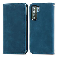 Leather Case Stands Flip Cover Holder S04D for Huawei P40 Lite 5G Blue