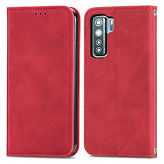 Leather Case Stands Flip Cover Holder S04D for Huawei P40 Lite 5G Red