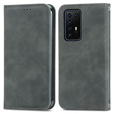 Leather Case Stands Flip Cover Holder S04D for Huawei P40 Pro Gray