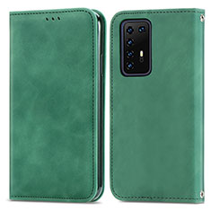 Leather Case Stands Flip Cover Holder S04D for Huawei P40 Pro Green