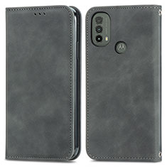 Leather Case Stands Flip Cover Holder S04D for Motorola Moto E20 Gray