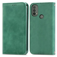 Leather Case Stands Flip Cover Holder S04D for Motorola Moto E20 Green