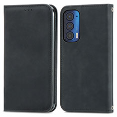 Leather Case Stands Flip Cover Holder S04D for Motorola Moto Edge (2021) 5G Black