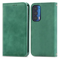 Leather Case Stands Flip Cover Holder S04D for Motorola Moto Edge (2021) 5G Green