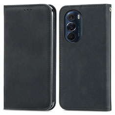 Leather Case Stands Flip Cover Holder S04D for Motorola Moto Edge 30 Pro 5G Black