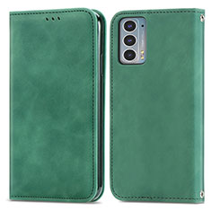Leather Case Stands Flip Cover Holder S04D for Motorola Moto Edge Lite 5G Green