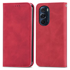 Leather Case Stands Flip Cover Holder S04D for Motorola Moto Edge Plus (2022) 5G Red