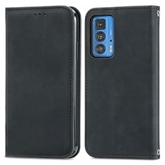 Leather Case Stands Flip Cover Holder S04D for Motorola Moto Edge S Pro 5G Black