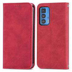 Leather Case Stands Flip Cover Holder S04D for Motorola Moto Edge S Pro 5G Red