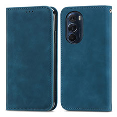 Leather Case Stands Flip Cover Holder S04D for Motorola Moto Edge X30 5G Blue
