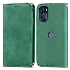 Leather Case Stands Flip Cover Holder S04D for Motorola Moto G 5G (2022) Green