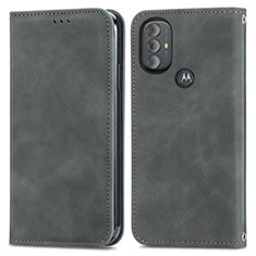 Leather Case Stands Flip Cover Holder S04D for Motorola Moto G Play Gen 2 Gray