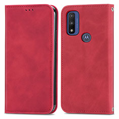 Leather Case Stands Flip Cover Holder S04D for Motorola Moto G Pure Red