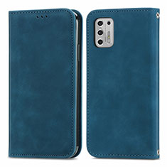 Leather Case Stands Flip Cover Holder S04D for Motorola Moto G Stylus (2021) Blue