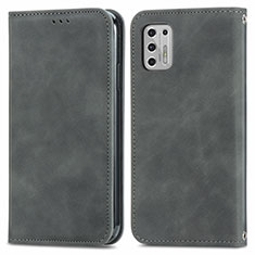 Leather Case Stands Flip Cover Holder S04D for Motorola Moto G Stylus (2021) Gray