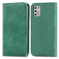Leather Case Stands Flip Cover Holder S04D for Motorola Moto G Stylus (2021) Green