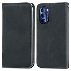 Leather Case Stands Flip Cover Holder S04D for Motorola Moto G Stylus (2022) 4G Black