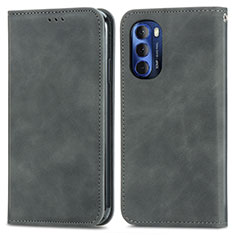 Leather Case Stands Flip Cover Holder S04D for Motorola Moto G Stylus (2022) 5G Gray