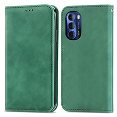 Leather Case Stands Flip Cover Holder S04D for Motorola Moto G Stylus (2022) 5G Green