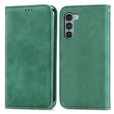 Leather Case Stands Flip Cover Holder S04D for Motorola Moto G200 5G Green