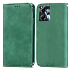 Leather Case Stands Flip Cover Holder S04D for Motorola Moto G23 Green