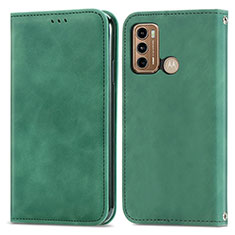 Leather Case Stands Flip Cover Holder S04D for Motorola Moto G40 Fusion Green