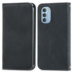 Leather Case Stands Flip Cover Holder S04D for Motorola Moto G51 5G Black
