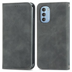 Leather Case Stands Flip Cover Holder S04D for Motorola Moto G51 5G Gray