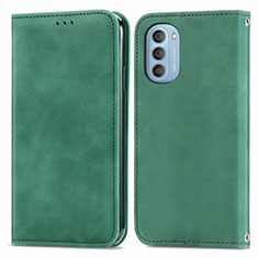 Leather Case Stands Flip Cover Holder S04D for Motorola Moto G51 5G Green