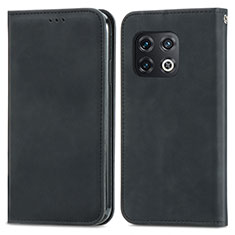 Leather Case Stands Flip Cover Holder S04D for OnePlus 10 Pro 5G Black