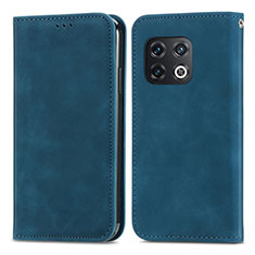 Leather Case Stands Flip Cover Holder S04D for OnePlus 10 Pro 5G Blue