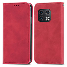 Leather Case Stands Flip Cover Holder S04D for OnePlus 10 Pro 5G Red