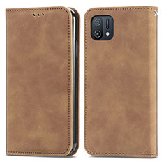 Leather Case Stands Flip Cover Holder S04D for Oppo A16K Brown