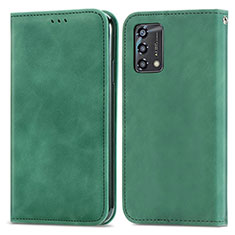 Leather Case Stands Flip Cover Holder S04D for Oppo F19 Green