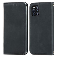Leather Case Stands Flip Cover Holder S04D for Oppo Find X3 5G Black