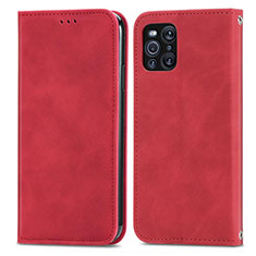 Leather Case Stands Flip Cover Holder S04D for Oppo Find X3 5G Red