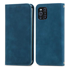 Leather Case Stands Flip Cover Holder S04D for Oppo Find X3 Pro 5G Blue