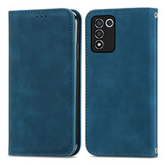 Leather Case Stands Flip Cover Holder S04D for Oppo K9S 5G Blue