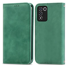 Leather Case Stands Flip Cover Holder S04D for Oppo K9S 5G Green