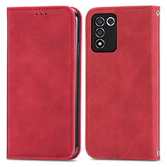 Leather Case Stands Flip Cover Holder S04D for Oppo K9S 5G Red