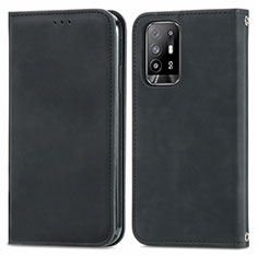 Leather Case Stands Flip Cover Holder S04D for Oppo Reno5 Z 5G Black