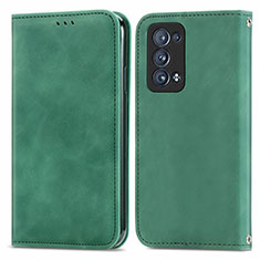 Leather Case Stands Flip Cover Holder S04D for Oppo Reno6 Pro 5G Green