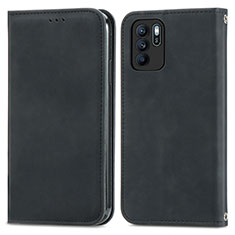 Leather Case Stands Flip Cover Holder S04D for Oppo Reno6 Z 5G Black