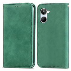 Leather Case Stands Flip Cover Holder S04D for Realme 10 4G Green