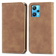 Leather Case Stands Flip Cover Holder S04D for Realme 9 Pro 5G Brown