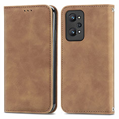 Leather Case Stands Flip Cover Holder S04D for Realme GT Neo 3T 5G Brown