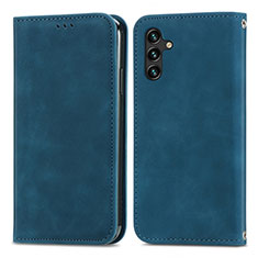 Leather Case Stands Flip Cover Holder S04D for Samsung Galaxy A04s Blue
