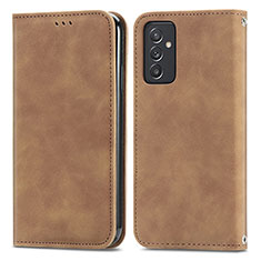 Leather Case Stands Flip Cover Holder S04D for Samsung Galaxy A05s Brown