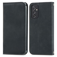 Leather Case Stands Flip Cover Holder S04D for Samsung Galaxy A15 4G Black