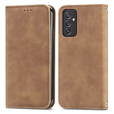 Leather Case Stands Flip Cover Holder S04D for Samsung Galaxy A15 4G Brown